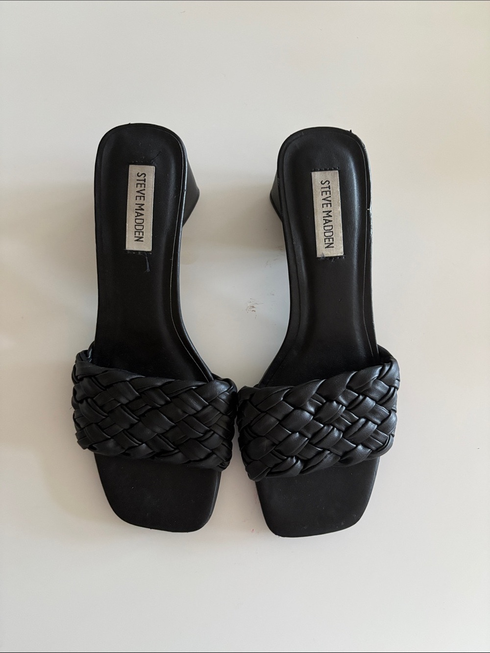 Steve Madden Black Braided Slide kitten heels